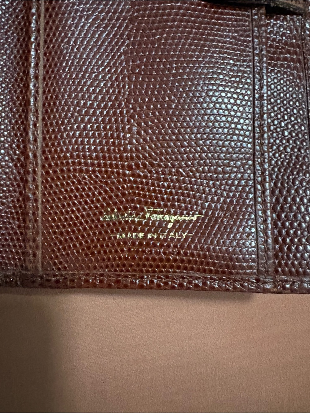 Salvatore Ferragamo Brown Textured Leather Wallet with Gold Gancini - Picture 2 of 12